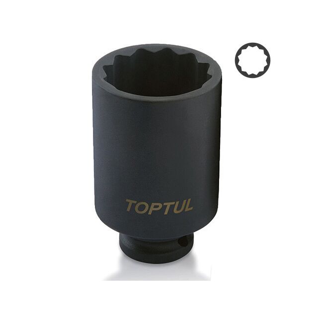 Длинная торцевая ударная головка 1/2" 30мм 12-гранная TOPTUL KABJ1630, фото  | SNABZHENIE.com.ua