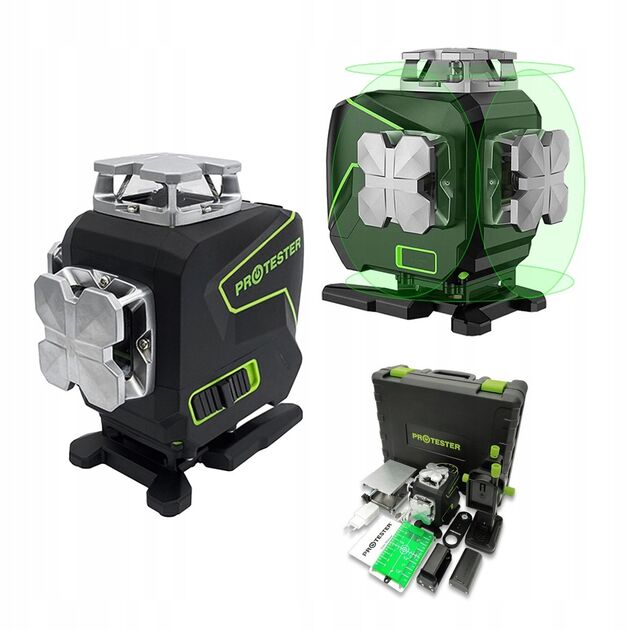 Профессиональный лазерный уровень 4x360° с Bluetooth, зеленый луч PROTESTER LL516G, фото  | SNABZHENIE.com.ua