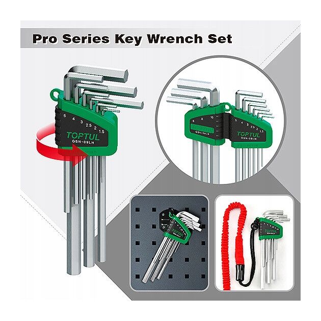 Набор шестигранников 1,5-10мм 9ед. супердлинных (GAAL0912) TOPTUL GSN-09EH, фото , зображення 2 | SNABZHENIE.com.ua