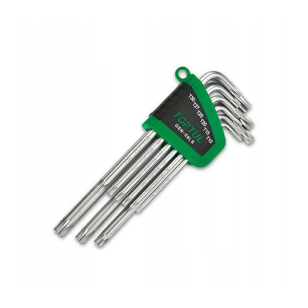 Набор Г-обр. ключей TORX T10-T50 9ед. длинных TOPTUL GSN-09LS, фото , зображення 2 | SNABZHENIE.com.ua