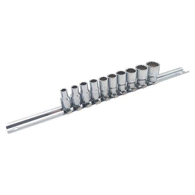 Набор торцевых головок 1/4" 12-гранных 10 ед. на планке TOPTUL, фото  | SNABZHENIE.com.ua
