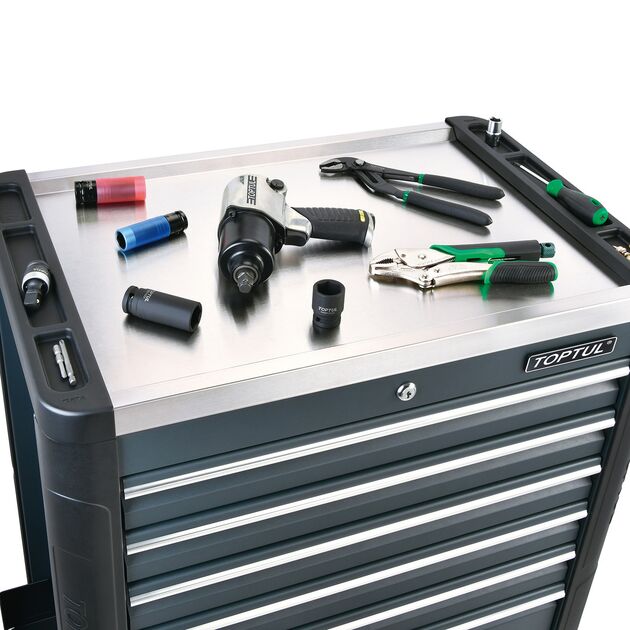 Тележка з інструментом (BUMPER SERIES) 7 секцій 340 од. сірий TOPTUL GE-34029, фото , зображення 3 | SNABZHENIE.com.ua