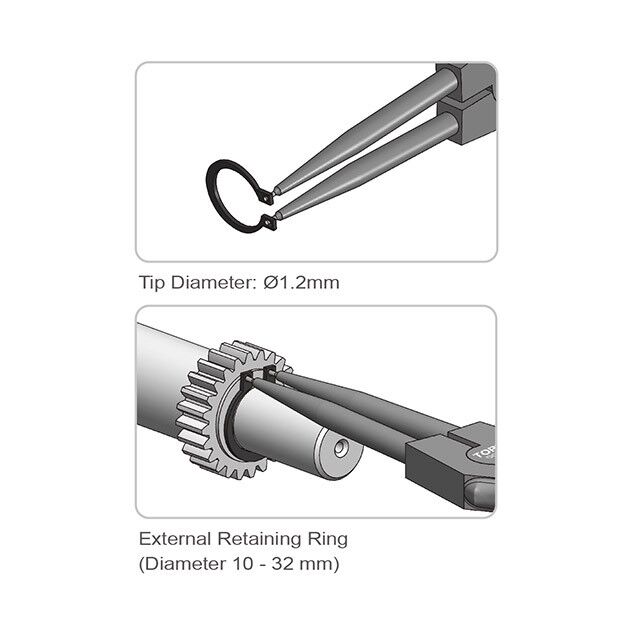 Круглогубцы для снятия стопорных колец Extra Long (разжим прямые) TOPTUL DCBJ1381, фото , зображення 3 | SNABZHENIE.com.ua