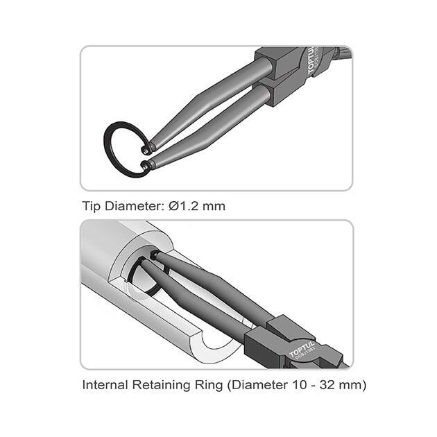Круглогубцы для снятия стопорных колец Extra Long (сжим прямые) TOPTUL DCBJ1383, фото , зображення 3 | SNABZHENIE.com.ua