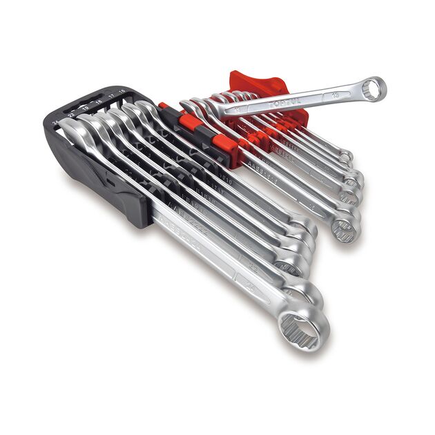 Набор ключей комбинированных 7-24мм 14ед. на холдере (красный)  TOPTUL GSAB1402, фото , зображення 2 | SNABZHENIE.com.ua