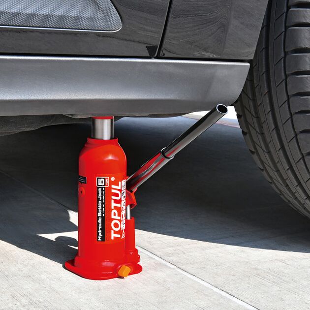Домкрат бутылочный гидравлический 8т 222-447 мм  TOPTUL JHAB0108, фото , изображение 2 | SNABZHENIE.com.ua