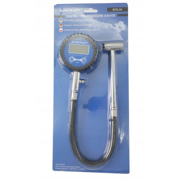 Цифровой автомобильный манометр для проверки давления в шинах со шлангом AIRKRAFT STG-34, фото , изображение 3 | SNABZHENIE.com.ua