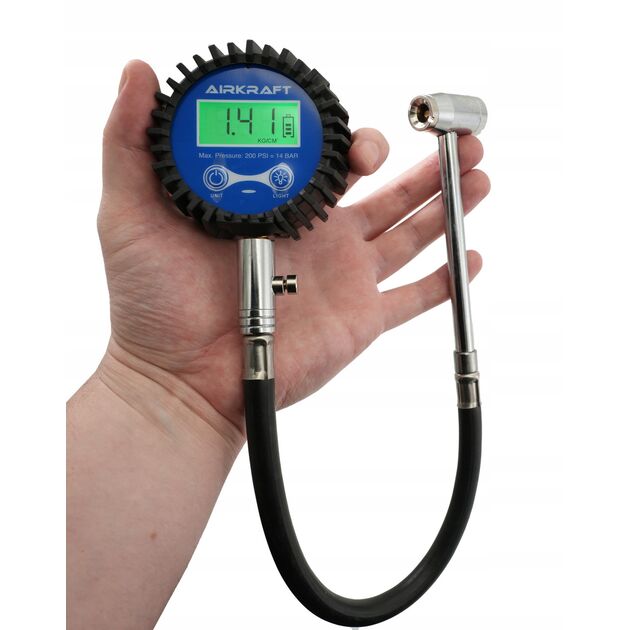 Цифровой автомобильный манометр для проверки давления в шинах со шлангом AIRKRAFT STG-34, фото , изображение 2 | SNABZHENIE.com.ua