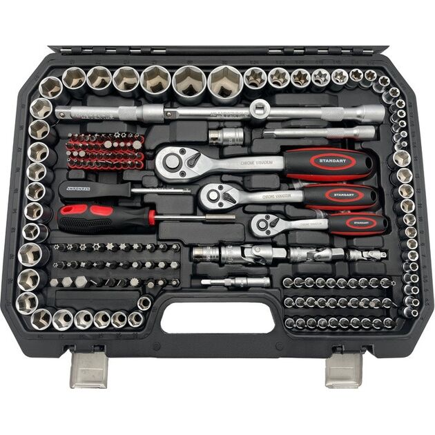 Набор инструмента комбинированный 1/4"&3/8"&1/2" 216ед. СТАНДАРТ ST-0216, фото , зображення 3 | SNABZHENIE.com.ua