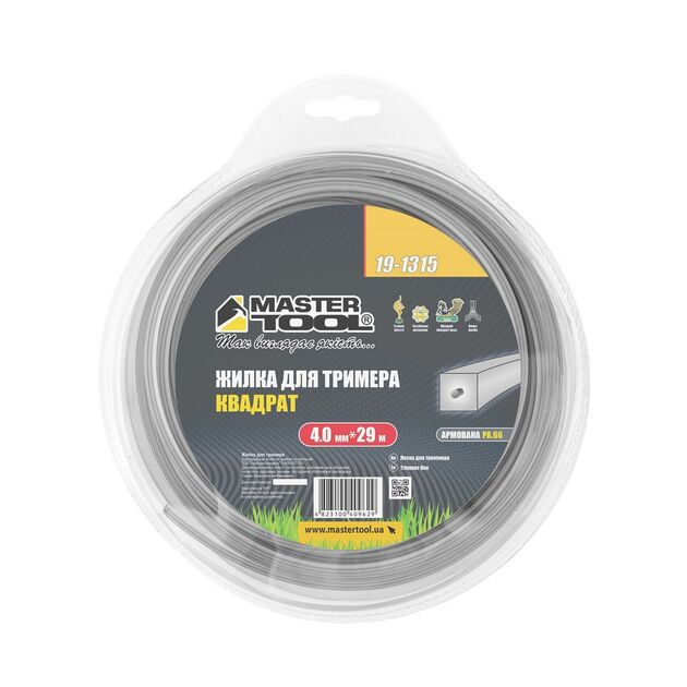 Леска триммера MASTERTOOL 4.00 мм 29 м квадратная армированная, фото , изображение 2 | SNABZHENIE.com.ua