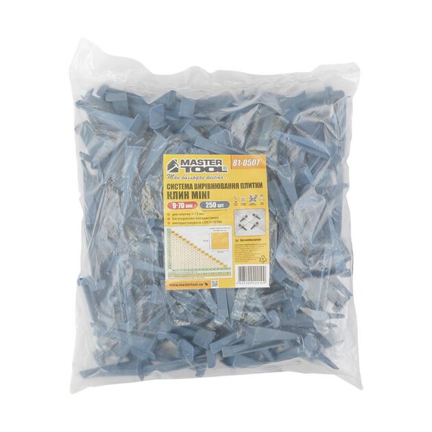 Система выравнивания плитки MASTERTOOL КЛИН MINI 9х70 мм набор 250 шт., фото , изображение 3 | SNABZHENIE.com.ua