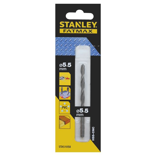 Сверло STANLEY 5,5 мм для металла, дерева и пластика (STA51063-QZ), фото  | SNABZHENIE.com.ua
