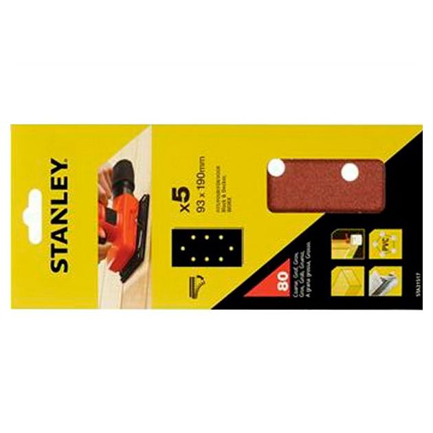 Шлифовальная бумага STANLEY 93x190 мм P80 5 шт (STA31517-XJ), фото  | SNABZHENIE.com.ua