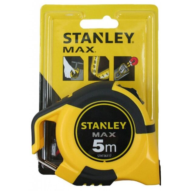 Рулетка STANLEY MAX, 5 м х 25 мм, сталева стрічка, пластиковий корпус (STHT0-36117), фото , зображення 2 | SNABZHENIE.com.ua Рулетка STANLEY MAX, 5 м х 25 мм, сталева стрічка, пластиковий корпус (STHT0-36117), фото , зображення 2 | SNABZHENIE.com.ua
