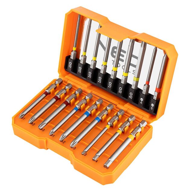 Біти Neo tools SL,PH,PZ,H,TX, 75мм, сталь S2, кейс набір 18шт, фото , изображение 2 | SNABZHENIE.com.ua