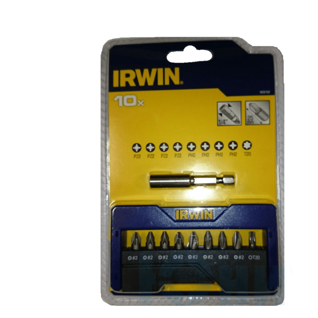 Набор бит 9+1 в футляре IRWIN (Mix: PZ1, PZ2, PZ3, PH2), фото  | SNABZHENIE.com.ua
