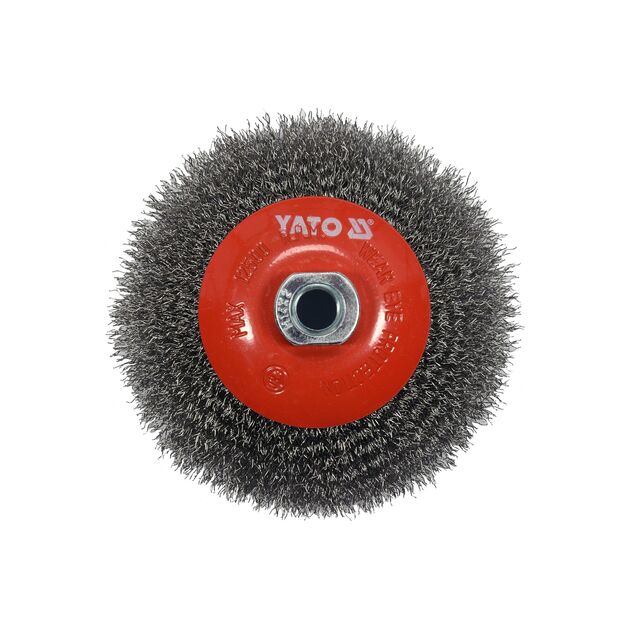 Щетка зачистная дисковая YATO 125 мм для УШМ, М14, 12500 об/мин, фото , изображение 2 | SNABZHENIE.com.ua