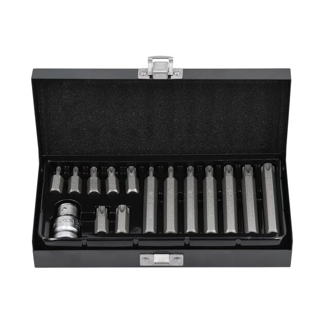 Бита TORX 30, 75 мм + переходник ½, набор 15 шт. YATO, фото , изображение 2 | SNABZHENIE.com.ua