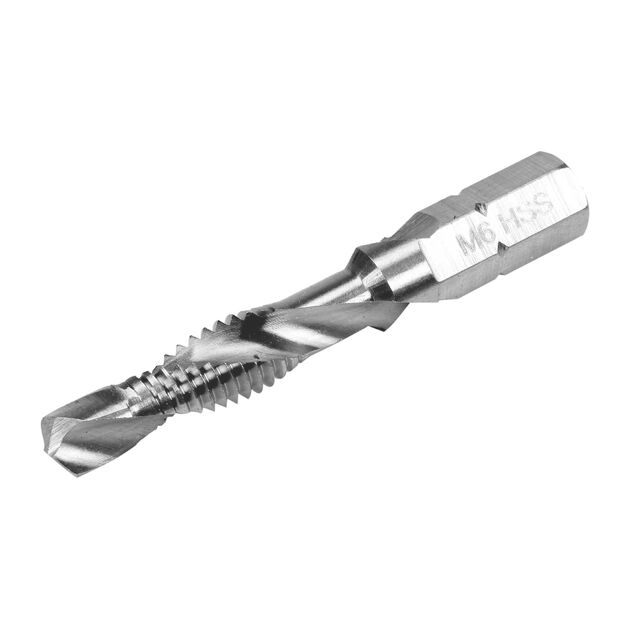 Сверло-метчик YATO М6 x 1 мм, HSS М2, HEX-1/4, l=44/8 мм, фото , изображение 2 | SNABZHENIE.com.ua