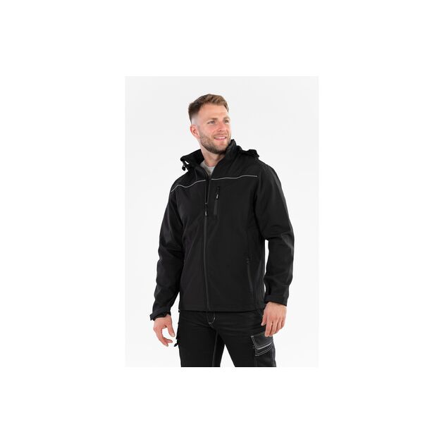 Куртка робоча SOFTSHELL з капюшоном YATO, розмір M, чорна, 3 кишені, 96% поліестер, 4% спандекс., фото , зображення 2 | SNABZHENIE.com.ua