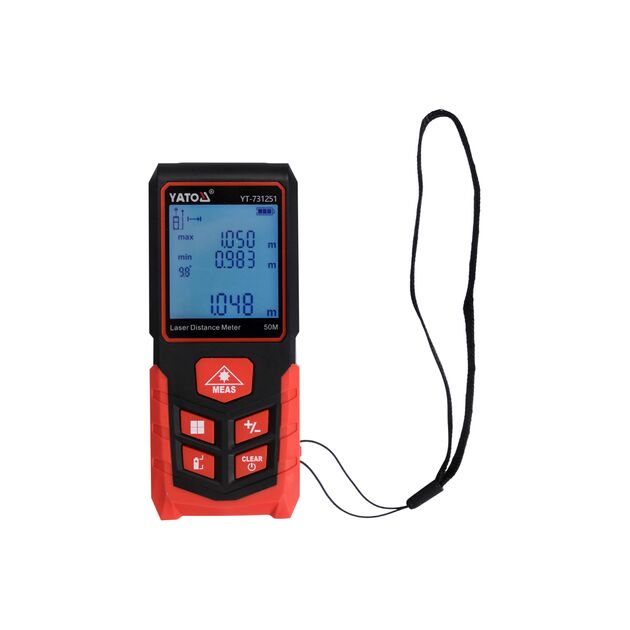 Лазерний далекомір YATO 50м, LCD-екран, похибка ±2мм, 2-AAA, фото , изображение 3 | SNABZHENIE.com.ua