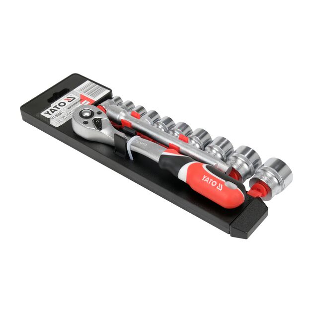 Набор торцевых головок YATO 3/8" с трещоткой, 12 шт., фото , изображение 3 | SNABZHENIE.com.ua