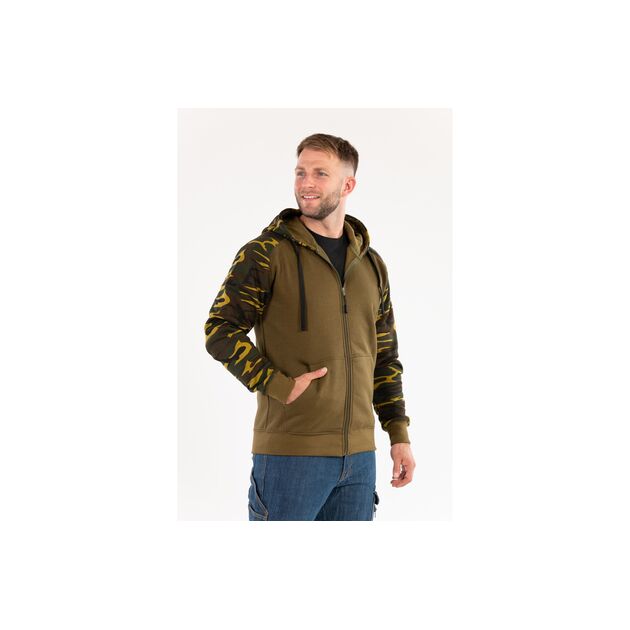 Худі з капюшоном і блискавкою YATO, розмір XL, 2 кишені, колір хакі; матеріал: 80% бавовна, 20% поліестер., фото , зображення 2 | SNABZHENIE.com.ua