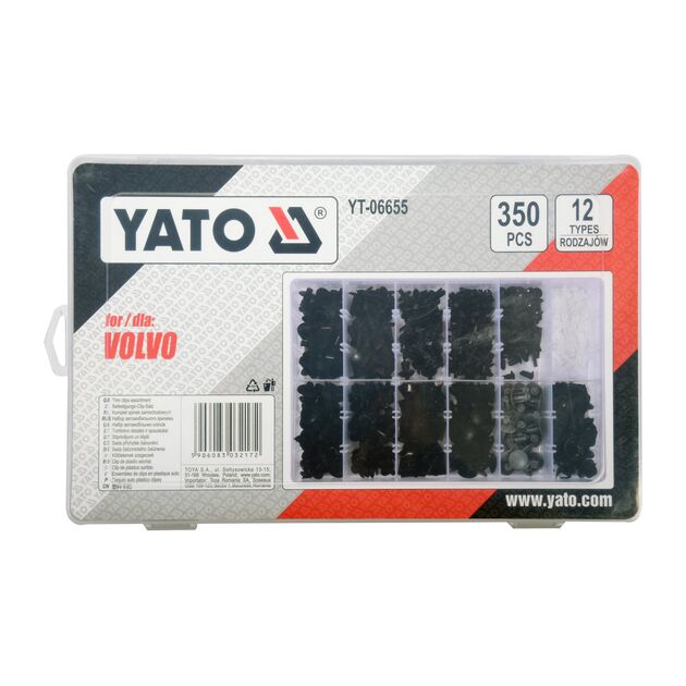 Крепления обшивки VOLVO YATO, 350 шт, 12 типоразмеров (YT-06655), фото , изображение 2 | SNABZHENIE.com.ua