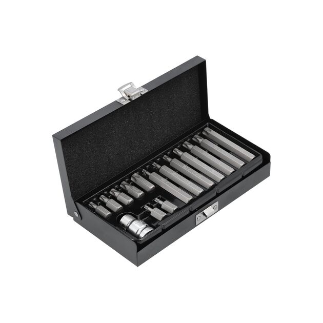 Набір насадок викруткових YATO "TORX-T", L= 30, 75 мм, адаптер 1/2", металевий кейс, 15 шт, фото , зображення 3 | SNABZHENIE.com.ua