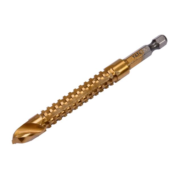 Сверло фрезеровальное YATO HSS-TIN 10 мм, l=105 мм, HEX 1/4, фото , изображение 2 | SNABZHENIE.com.ua