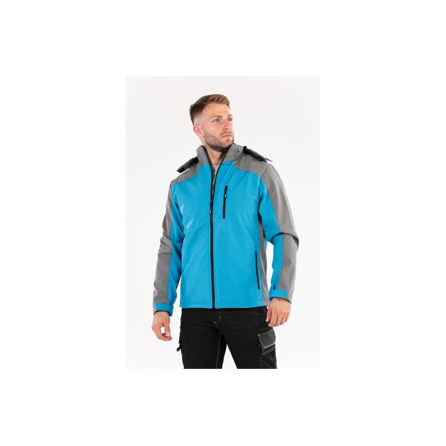 Куртка робоча SOFTSHELL з капюшоном YATO, розмір M, синьо-сіра, 3 кишені, 96% поліестер, 4% спандекс., фото , зображення 2 | SNABZHENIE.com.ua