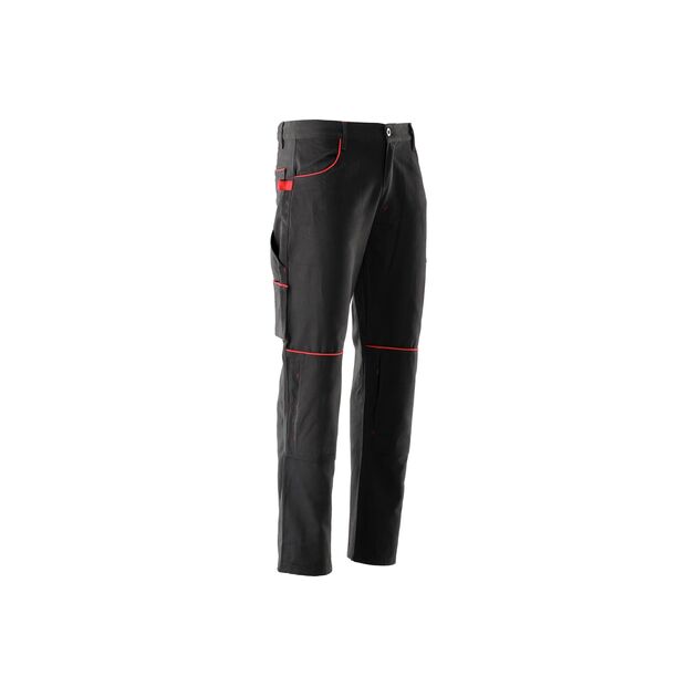 Штани робочі COMFY YATO, розмір XXL, чорно-червоні, 7 кишень, 100% бавовна, фото , зображення 2 | SNABZHENIE.com.ua