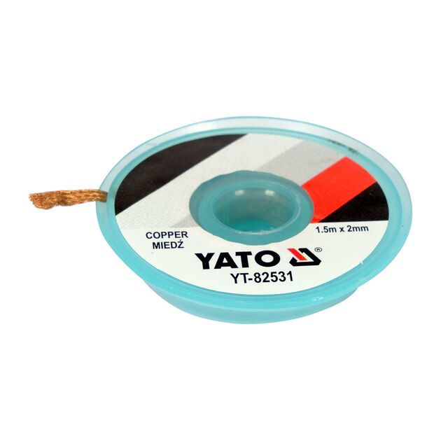 Стрічка плетена з міді для очищення від припою YATO, 1,5 м, 2 мм в котушці в корпусі, фото , зображення 2 | SNABZHENIE.com.ua
