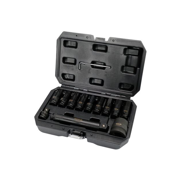 Набор бит YATO TORX, HEX для квадратов 1/2", 3/4", 12 эл., фото , изображение 2 | SNABZHENIE.com.ua