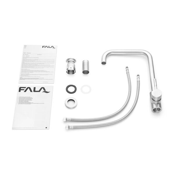 Смеситель для раковины STEELY 2 FALA с шаровым клапаном, фото , изображение 3 | SNABZHENIE.com.ua