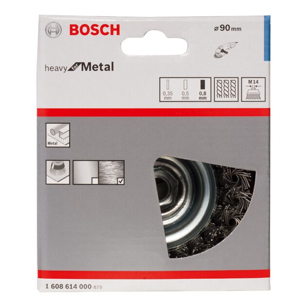 Щітка зачистна, дріт з вузликами, сталь, 90 мм BOSCH, фото , изображение 2 | SNABZHENIE.com.ua