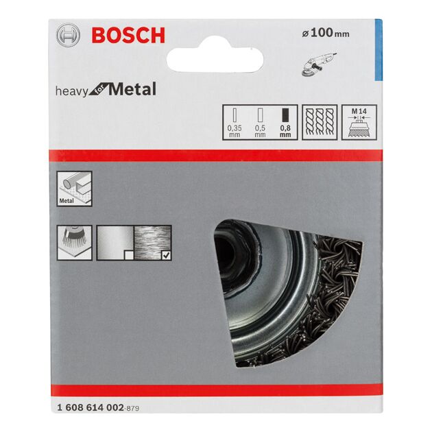 Щітка зачисна, дріт із вузликами, сталь, 100 мм BOSCH, фото , изображение 3 | SNABZHENIE.com.ua