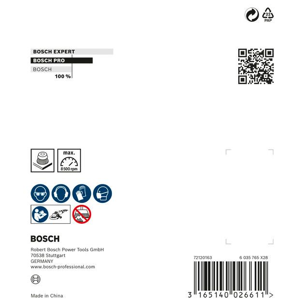 Щетка чашечная M14 0,5 X 100 мм, витая сталь BOSCH, фото , изображение 5 | SNABZHENIE.com.ua