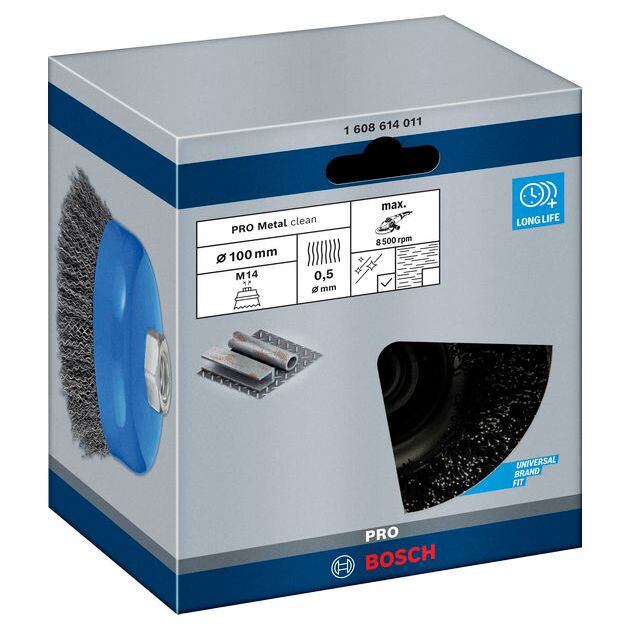 Щетка чашечная M14 0,5 X 100 мм, витая сталь BOSCH, фото , изображение 2 | SNABZHENIE.com.ua