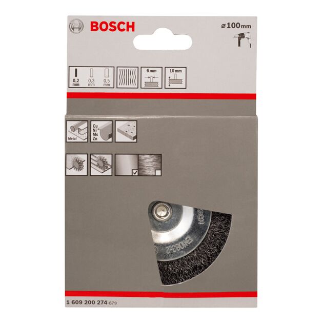 Дисковая щетка, волнистый проволока, сталь, 100 x 0,2 мм BOSCH, фото , изображение 2 | SNABZHENIE.com.ua