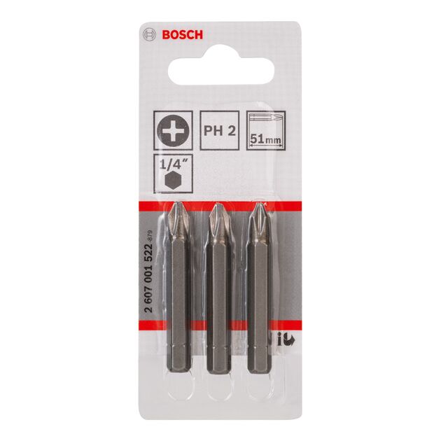 Бита PH2 50 мм Extra Hard 3 шт. BOSCH (2607001522), фото , изображение 2 | SNABZHENIE.com.ua