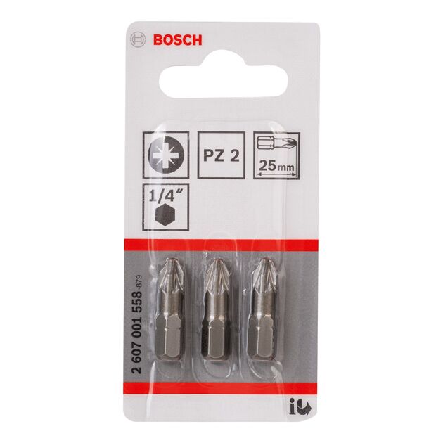 Бита PZ2 x 25 мм, Extra Hard, 3 шт. BOSCH (2607001558), фото , зображення 2 | SNABZHENIE.com.ua