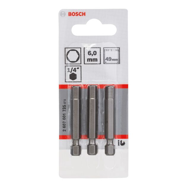 Насадка для загвинчування Extra-Hart HEX 6, 49 мм BOSCH, фото , зображення 2 | SNABZHENIE.com.ua
