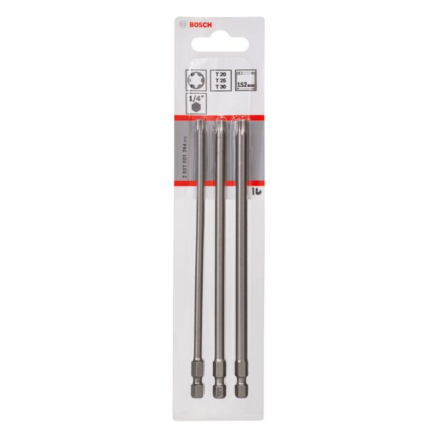 Набор бит Bosch Extra-Hart T20/T25/T30, 3 шт, 152 мм, фото , изображение 2 | SNABZHENIE.com.ua