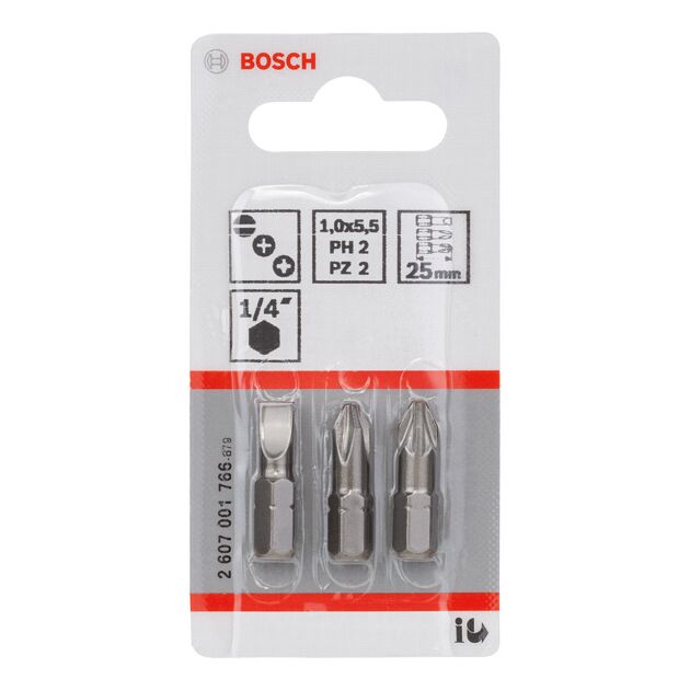 Набор насадок для загвинчивания 3 шт., Extra-Hart, 25 мм BOSCH, фото , изображение 2 | SNABZHENIE.com.ua