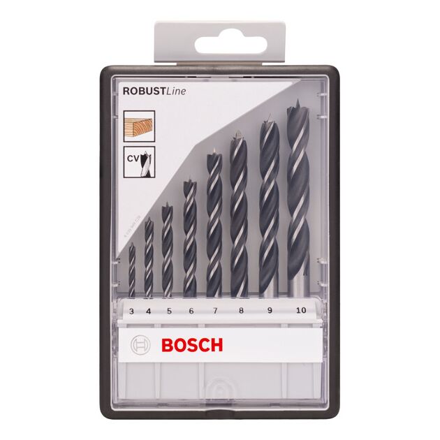 Набір із 8 свердел по дереву Robust Line, 3–10 мм BOSCH, фото , зображення 3 | SNABZHENIE.com.ua