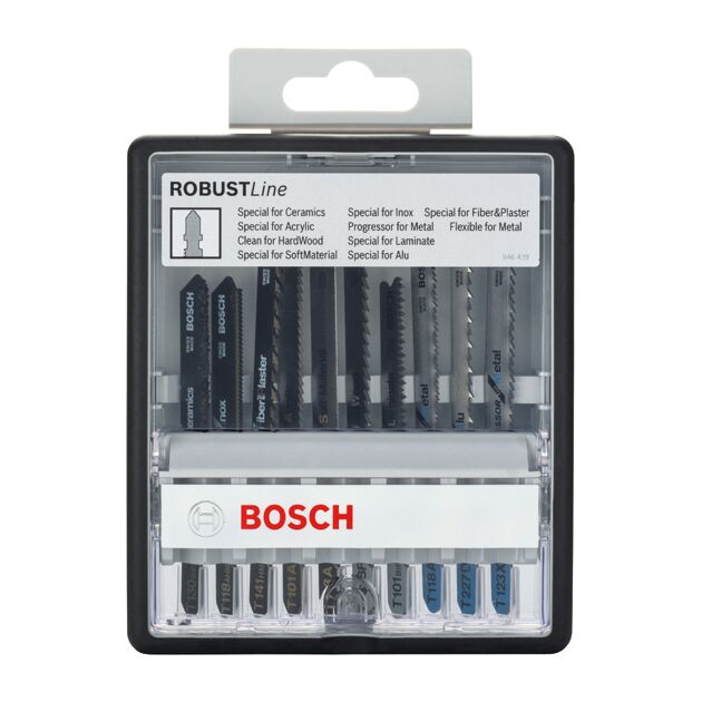 Набір з 10 полотен для лобзиків BOSCH Robust Line Т-подібний хвостовик, фото , изображение 2 | SNABZHENIE.com.ua