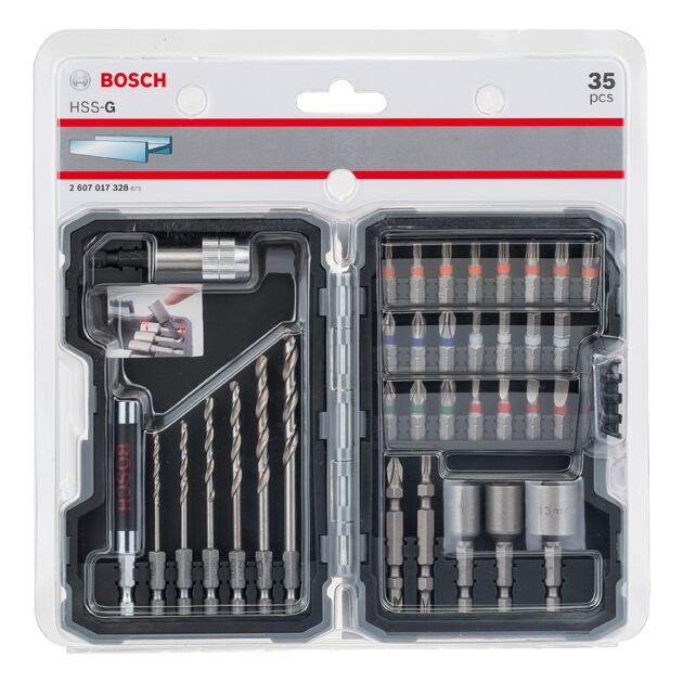 Набор из 35 свердел HSS-G и насадок для винтов BOSCH, фото , изображение 2 | SNABZHENIE.com.ua
