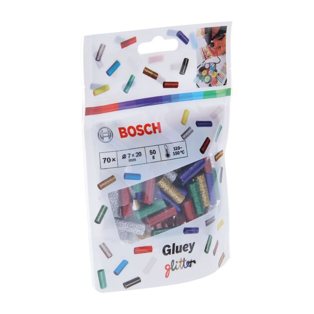 Клеєві стержні Gluey Bosch блискучі, 7х20 мм, 70 шт BOSCH (2608002006), фото , зображення 2 | SNABZHENIE.com.ua