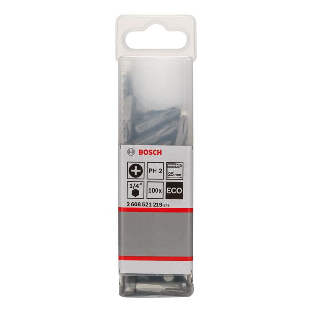 Бита PH2 x 25 мм, ECO, 100 шт. BOSCH (2608521219), фото , зображення 2 | SNABZHENIE.com.ua